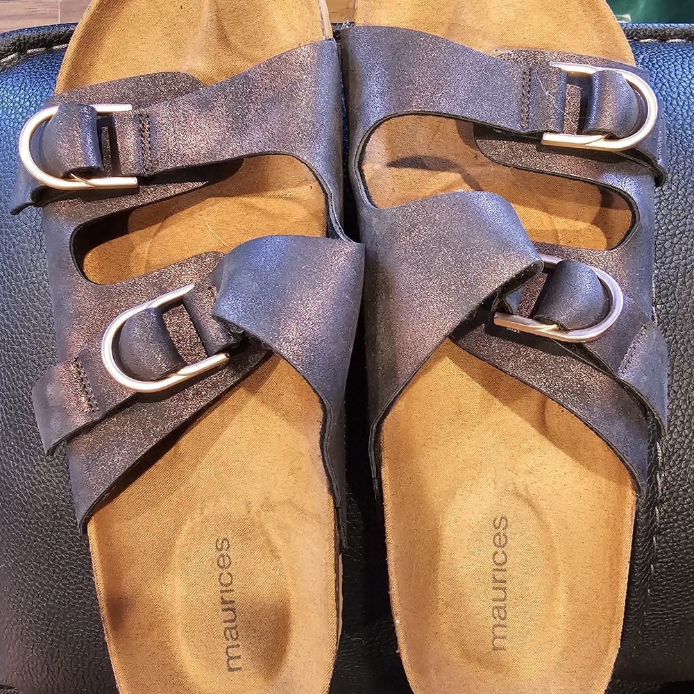 Maurices Black Sandals with Silver Buckles